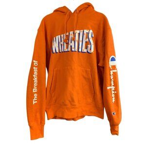Champion x Wheaties Reverse Weave Hoodie Sz M Orange Blue Cozy Lounge Collector